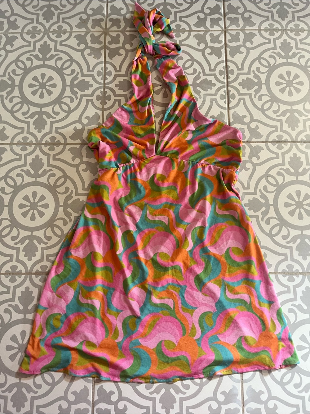 Barbie x Show Me Your MuMu Halter Go-Go Dress Size XL Boho 70s Style - Picture 3 of 5